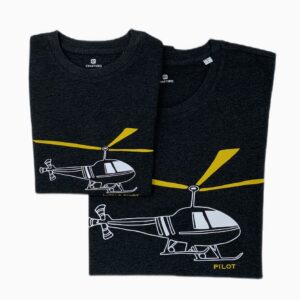 Set tricouri, gri închis, elicopter / copil-adult