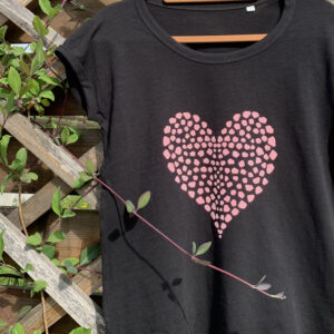 Tricou damă, negru, pink heart