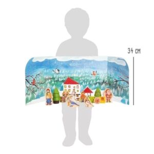 Calendar Advent pentru copii, figurine din lemn – Iarna în pădure